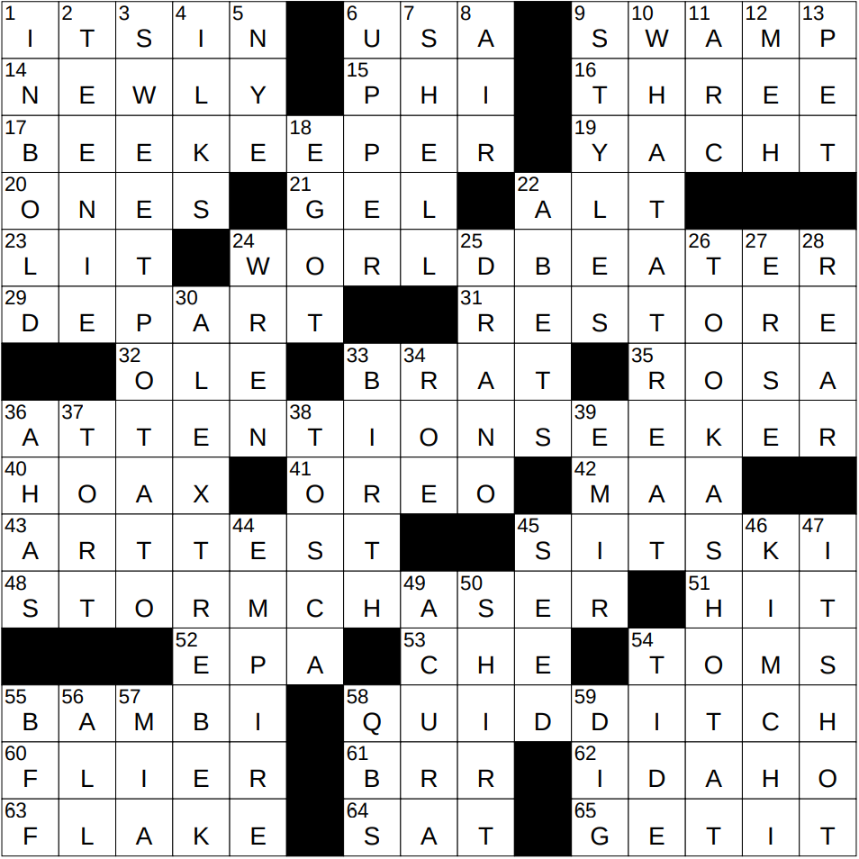 0114 25 NY Times Crossword 14 Jan 25 Tuesday NYXCrossword