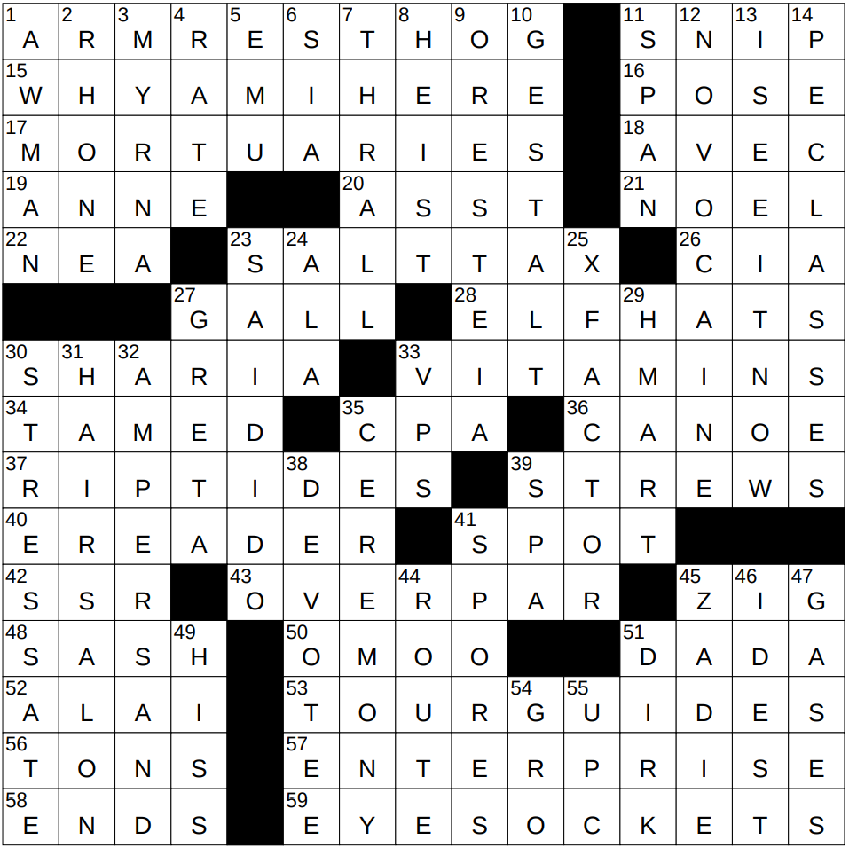 strike one nyt crossword