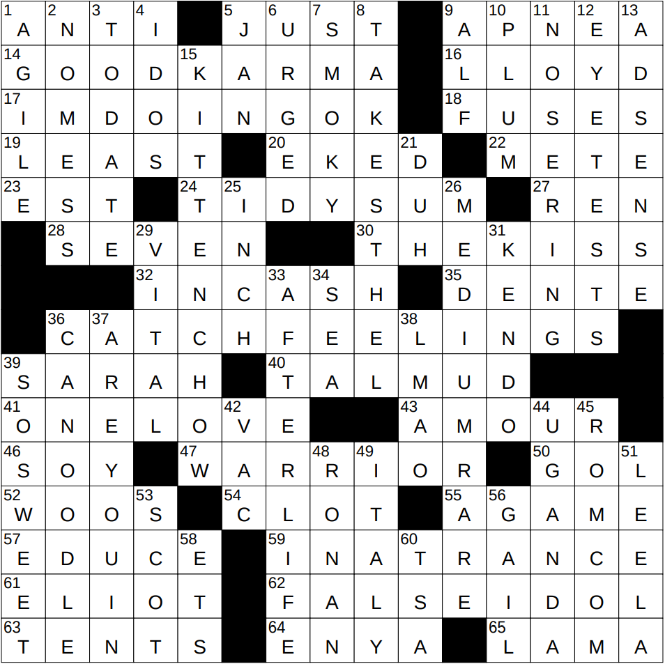least favorable nyt crossword