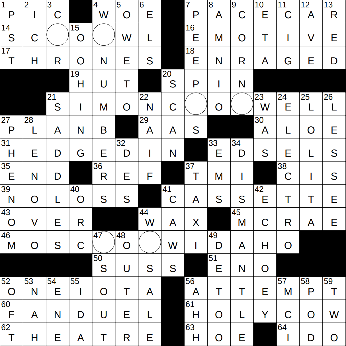 0425 24 NY Times Crossword 25 Apr 24 Thursday NYXCrossword