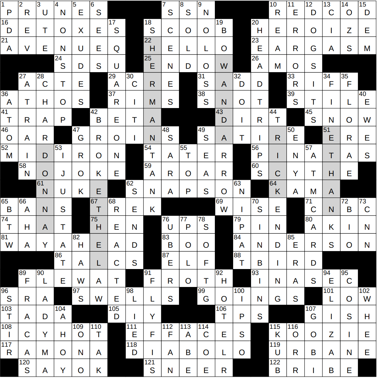 trig function crossword clue