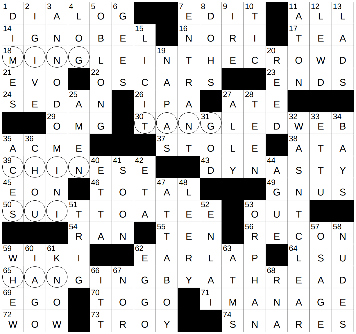 chinese dynasty crossword clue