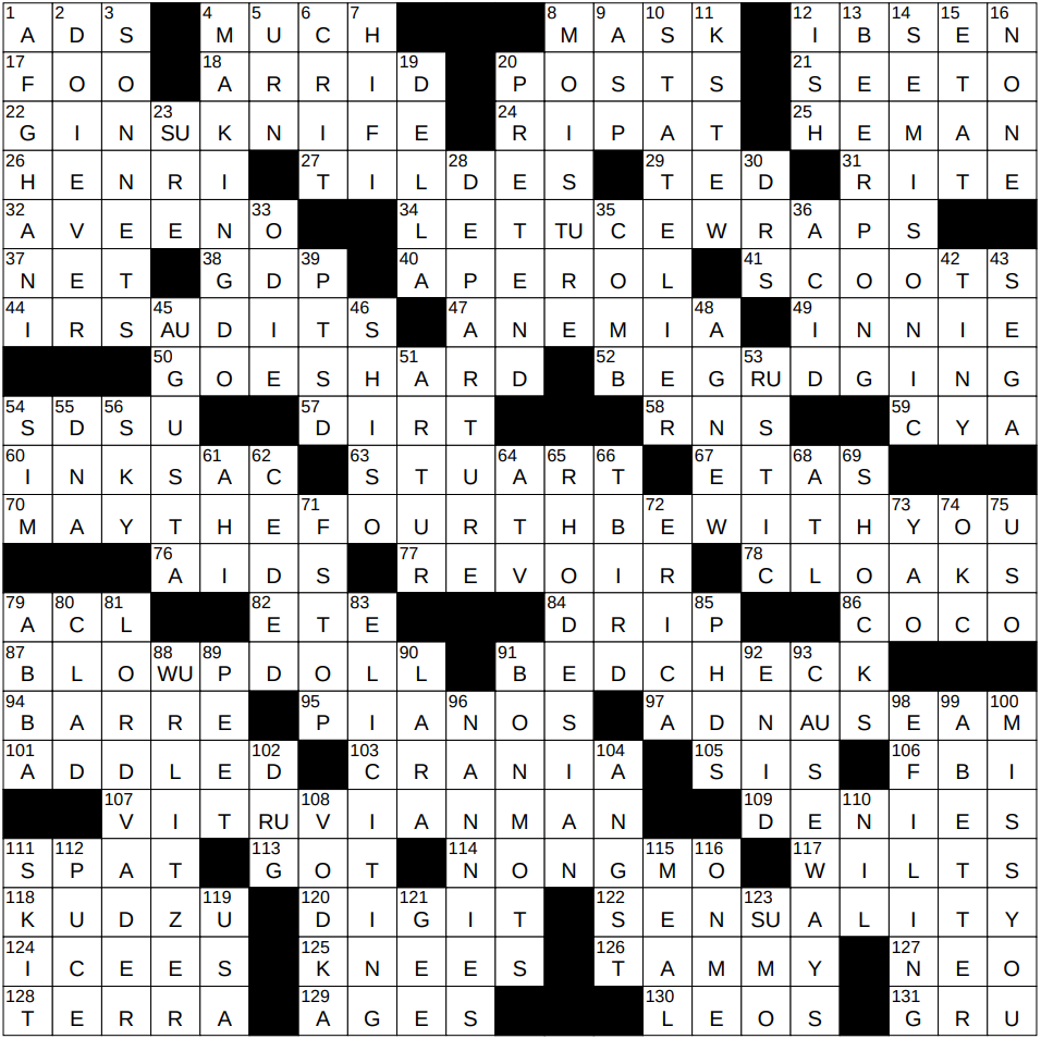 0504 25 NY Times Crossword 4 May 25 Sunday NYXCrossword