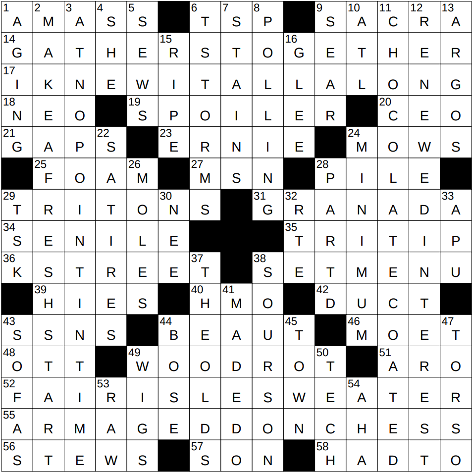 0607 25 NY Times Crossword 7 Jun 25 Saturday NYXCrossword
