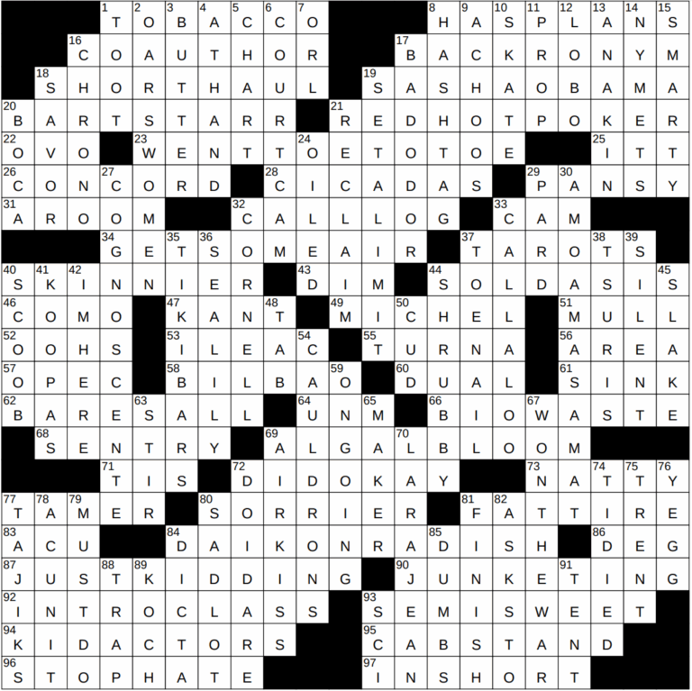 0611 23 NY Times Crossword 11 Jun 23 Sunday NYXCrossword