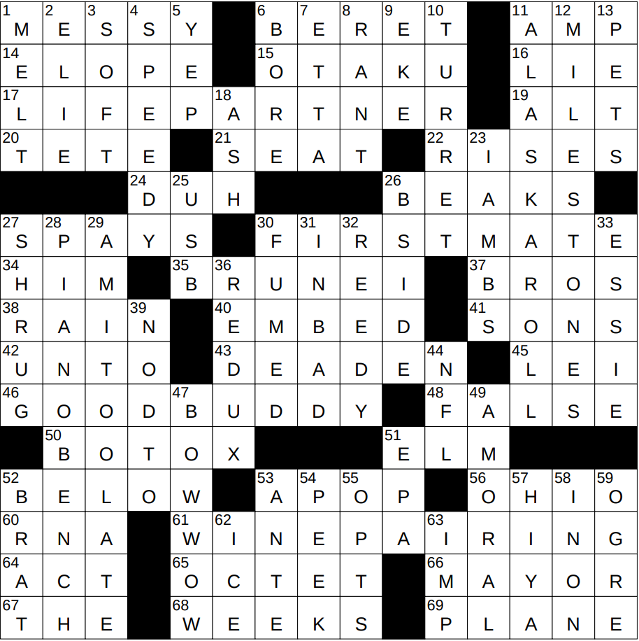 0912 24 NY Times Crossword 12 Sep 24 Thursday NYXCrossword