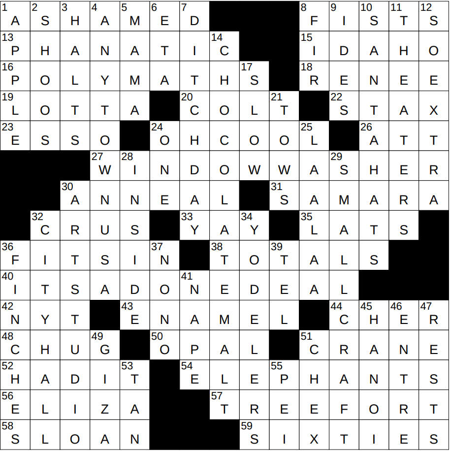 0914 24 NY Times Crossword 14 Sep 24 Saturday NYXCrossword