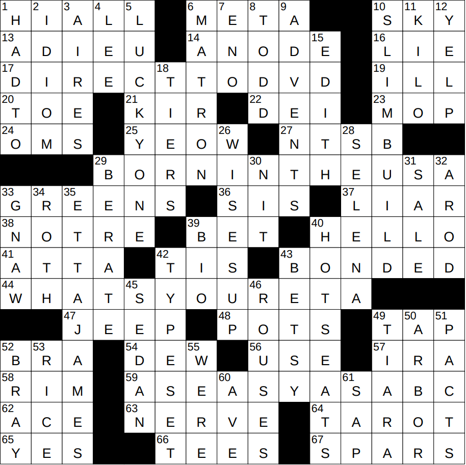 french farewell crossword clue