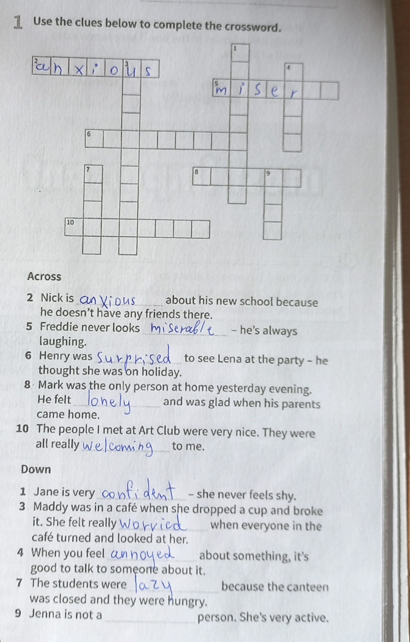 1 Use The Clues Below To Complete The StudyX