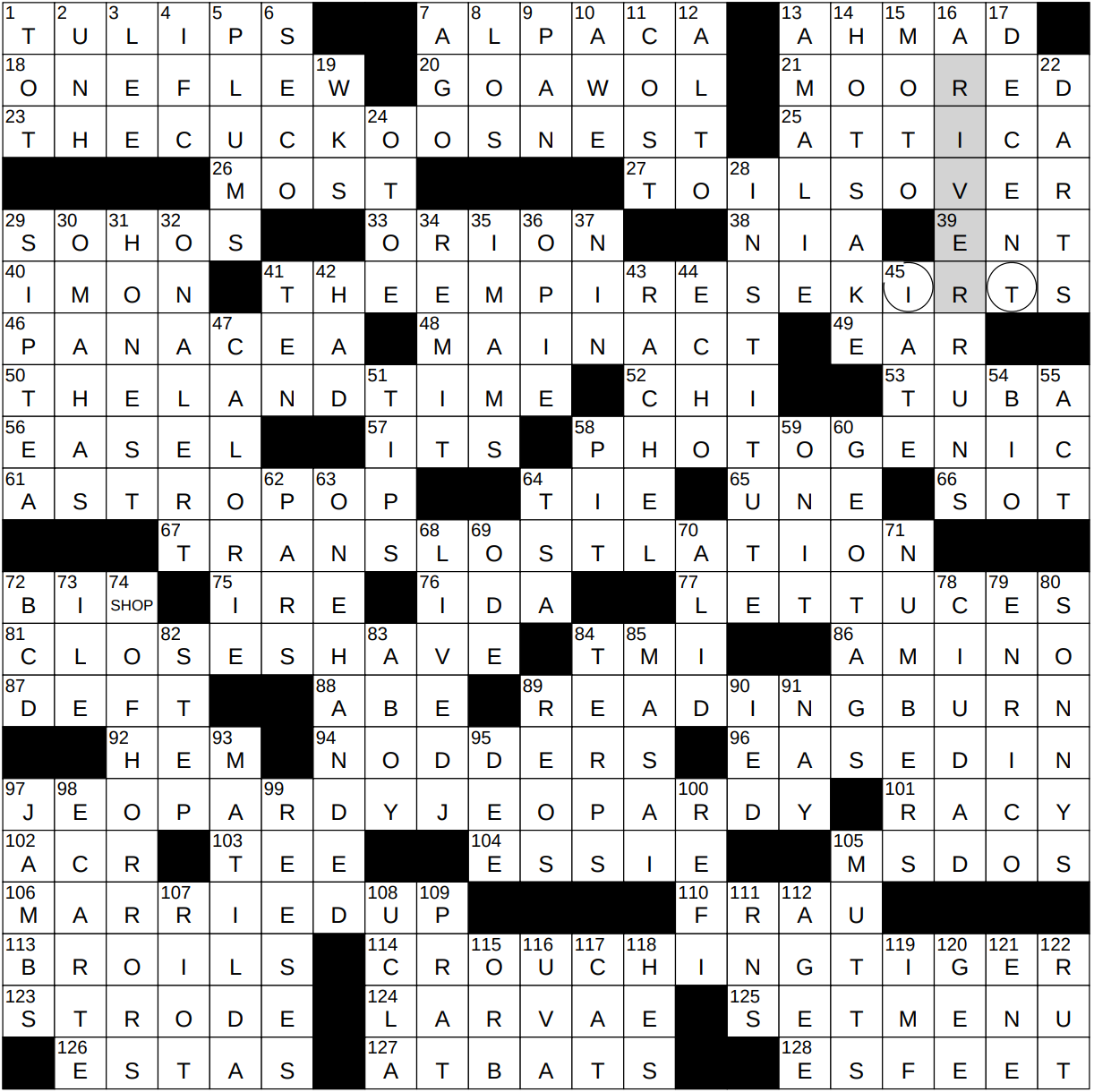 1001 23 NY Times Crossword 1 Oct 23 Sunday NYXCrossword