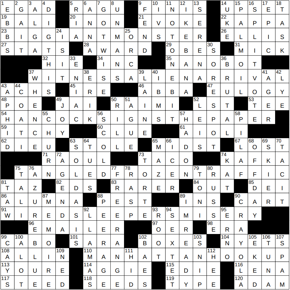 1020 24 NY Times Crossword 20 Oct 24 Sunday NYXCrossword