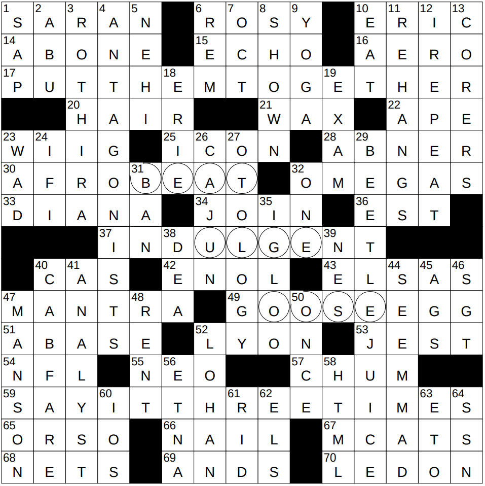 1030 24 NY Times Crossword 30 Oct 24 Wednesday NYXCrossword