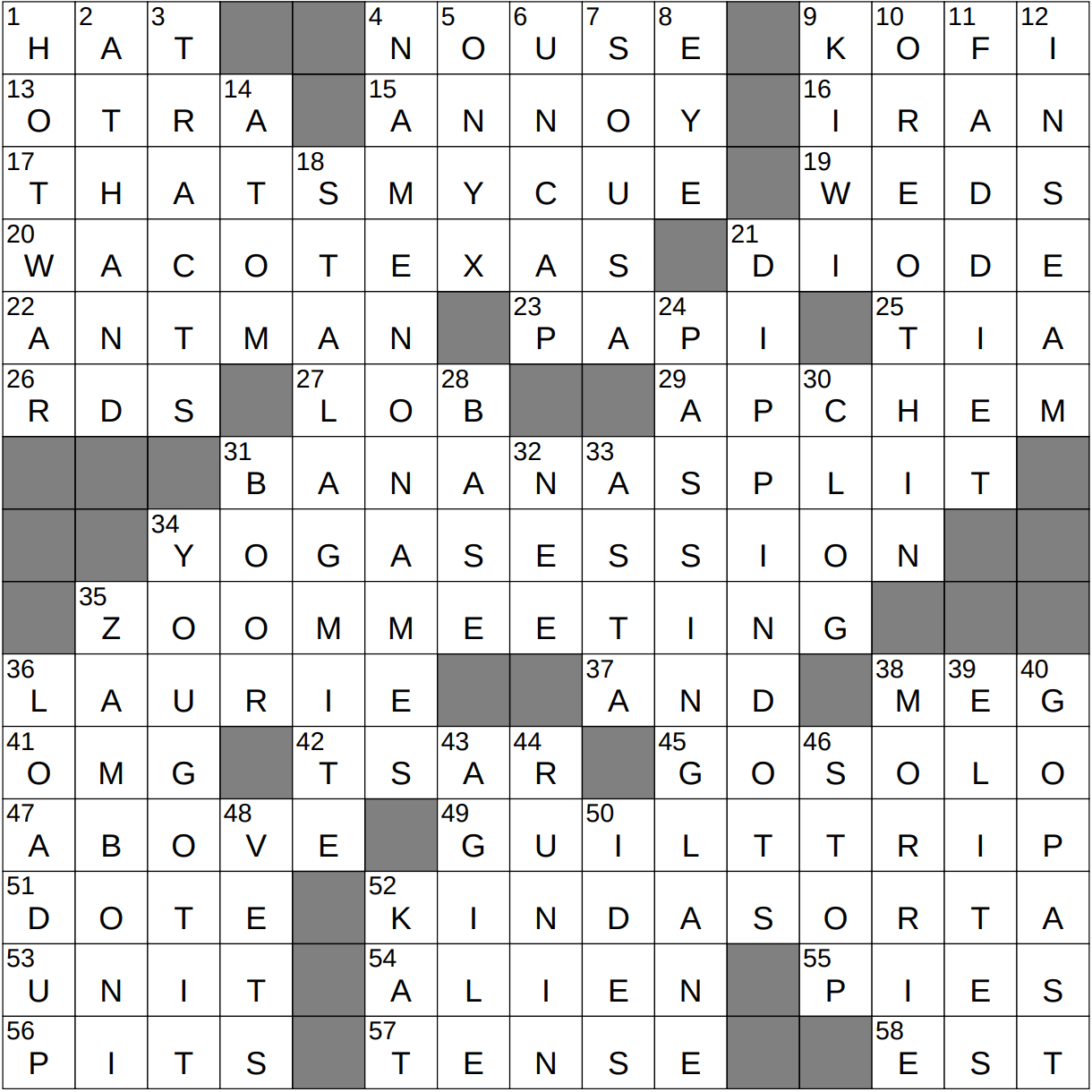 course load nyt crossword