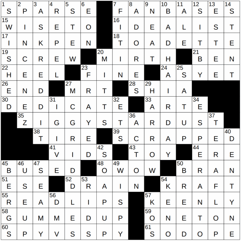 1231 22 NY Times Crossword 31 Dec 22 Saturday NYXCrossword