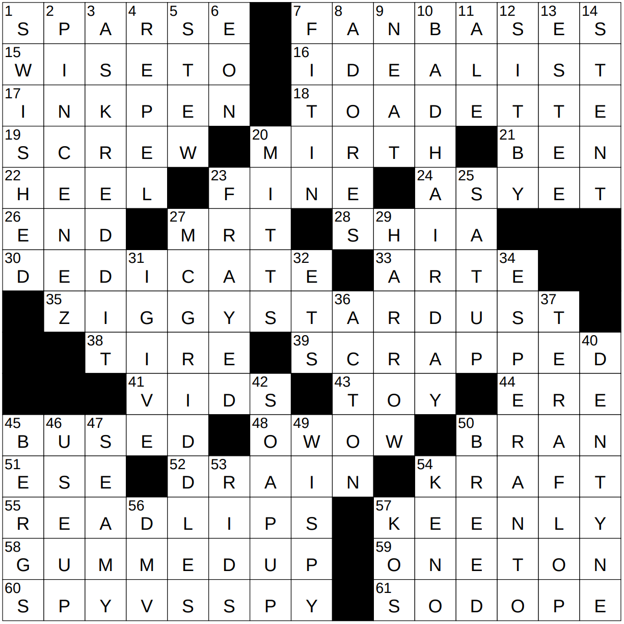 1231 22 NY Times Crossword 31 Dec 22 Saturday NYXCrossword