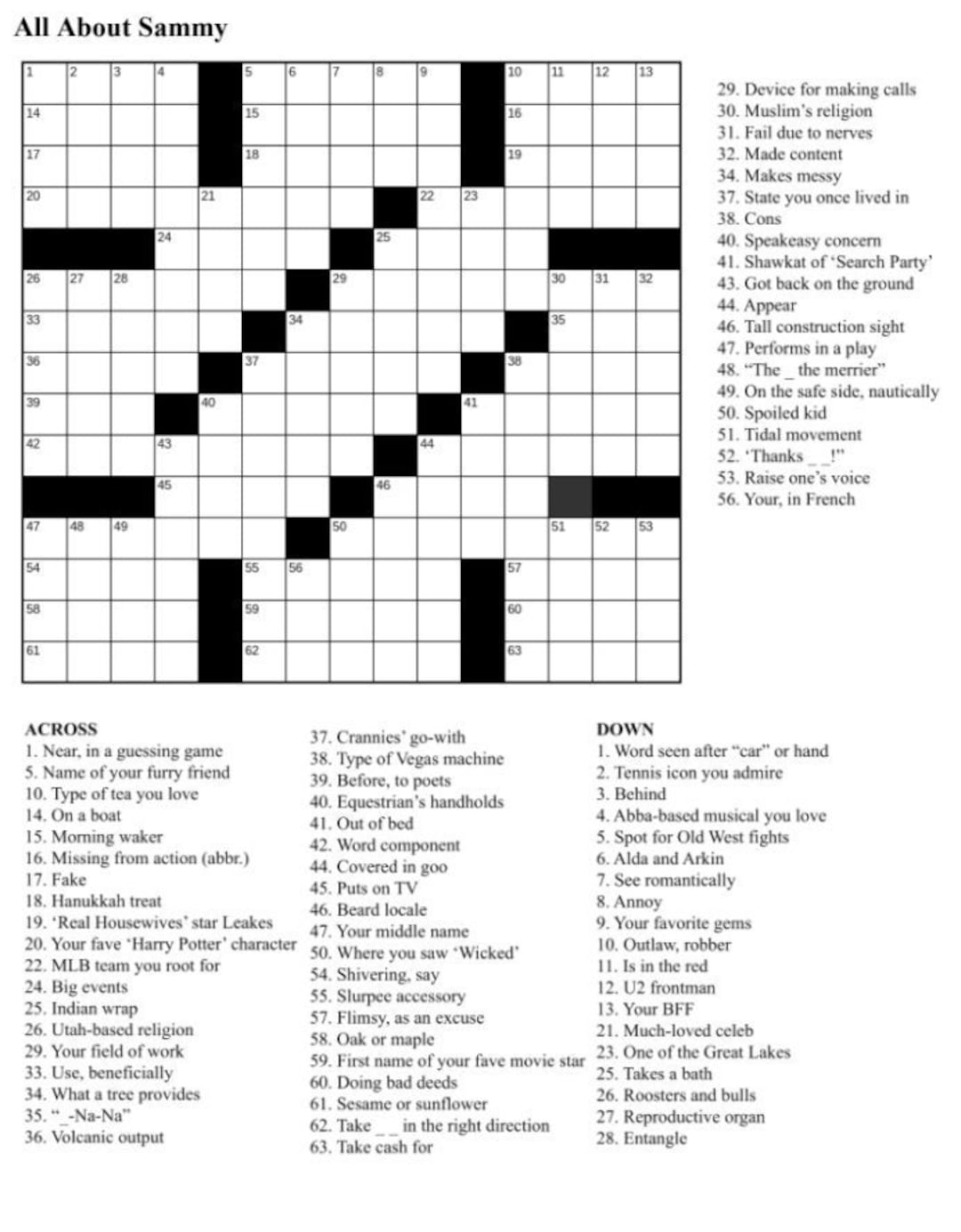 basic sammies crossword clue