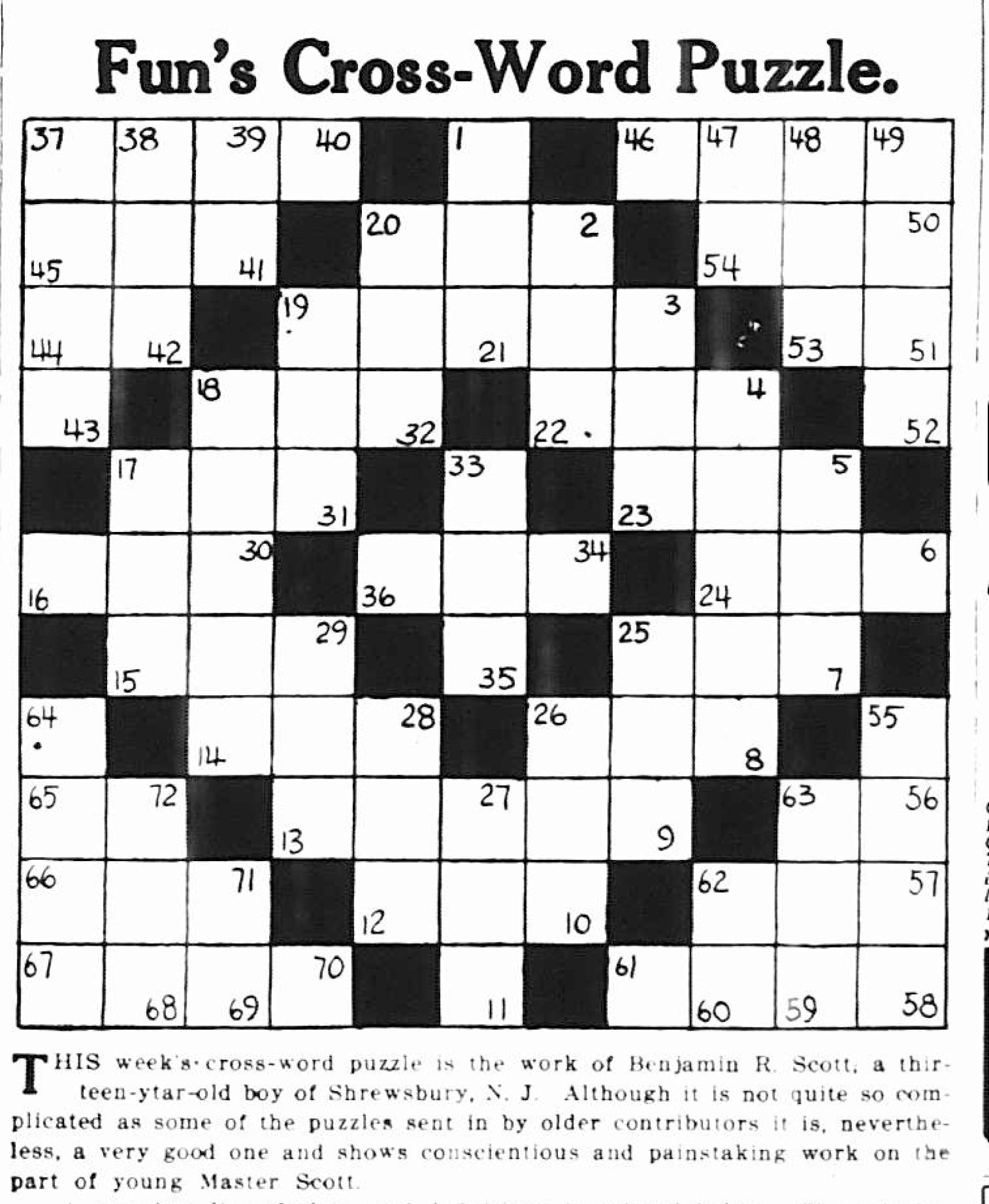 newspaper with first crossword