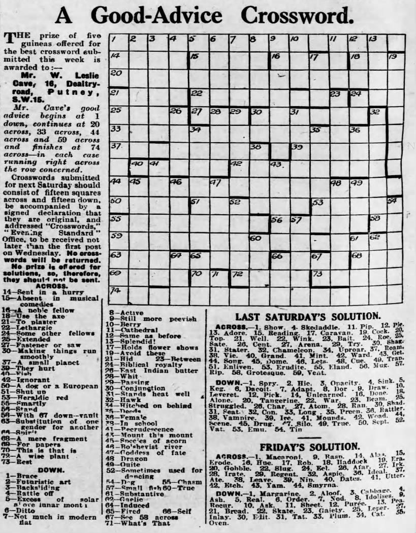 1928 The Year In Crosswords 1 Of 2 T Campbell s Grid 1928 The Year In Crosswords 1 Of 2 T Campbell s Grid