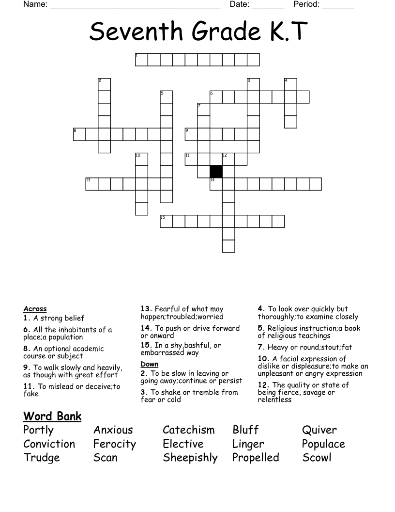 7th Grade Crossword WordMint