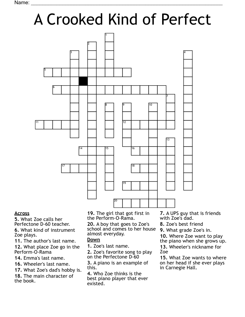 A Crooked Kind Of Perfect Crossword WordMint