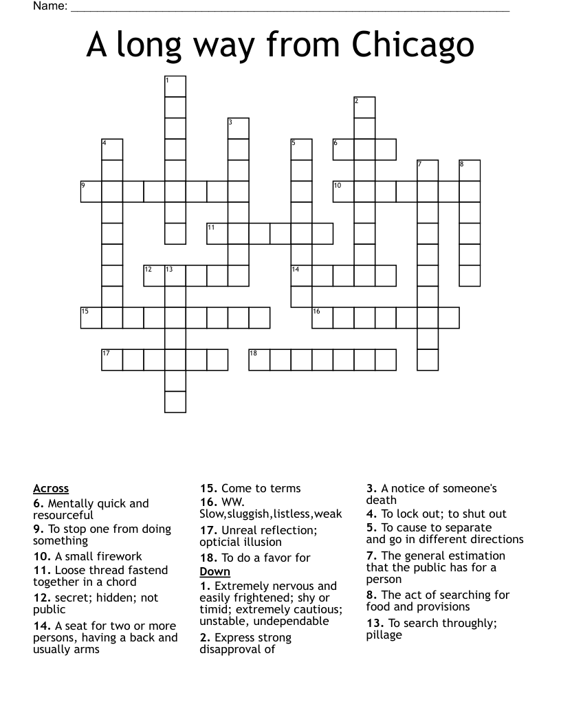 A Long Way From Chicago Crossword WordMint