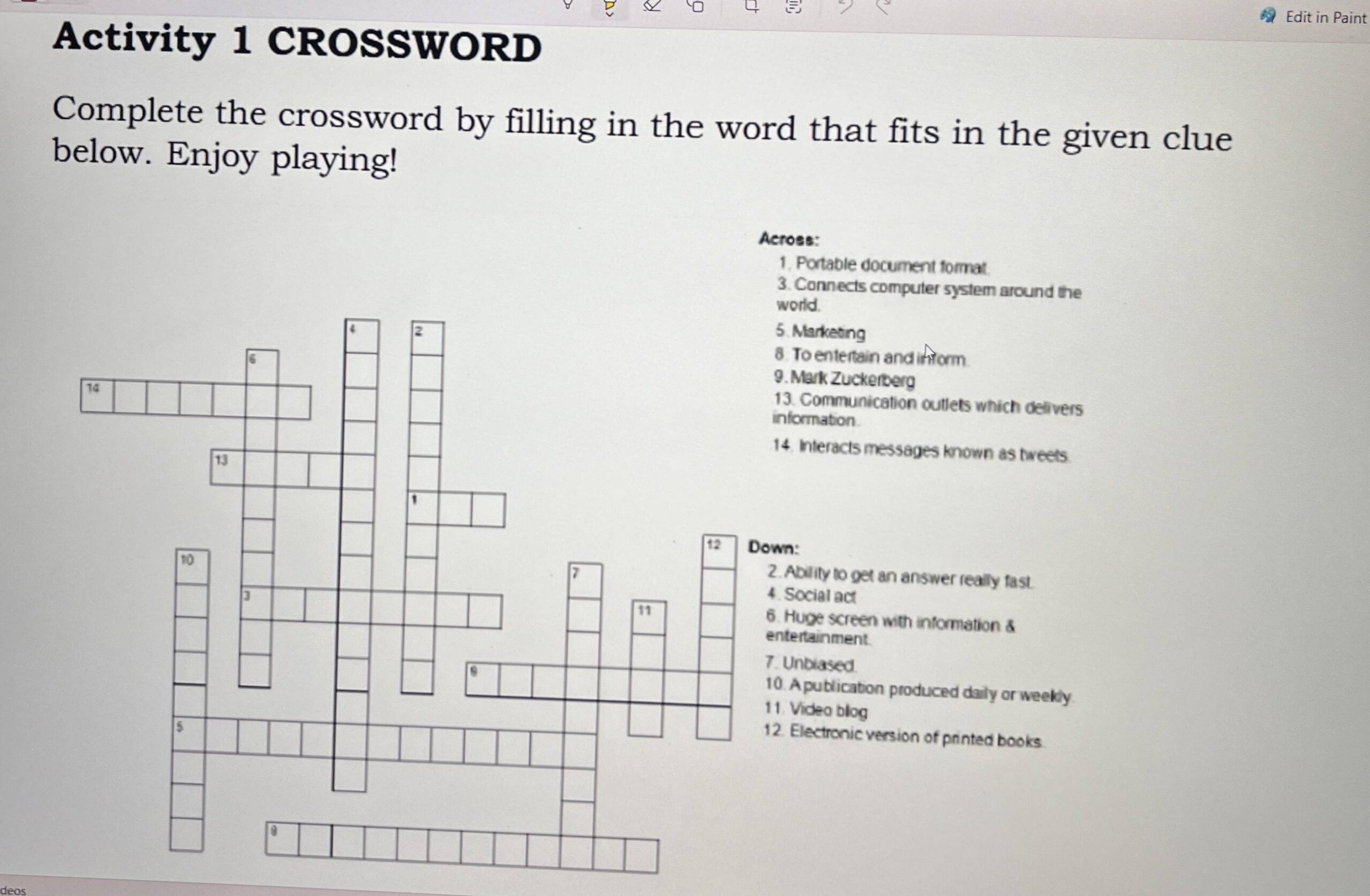 center of activity crossword clue