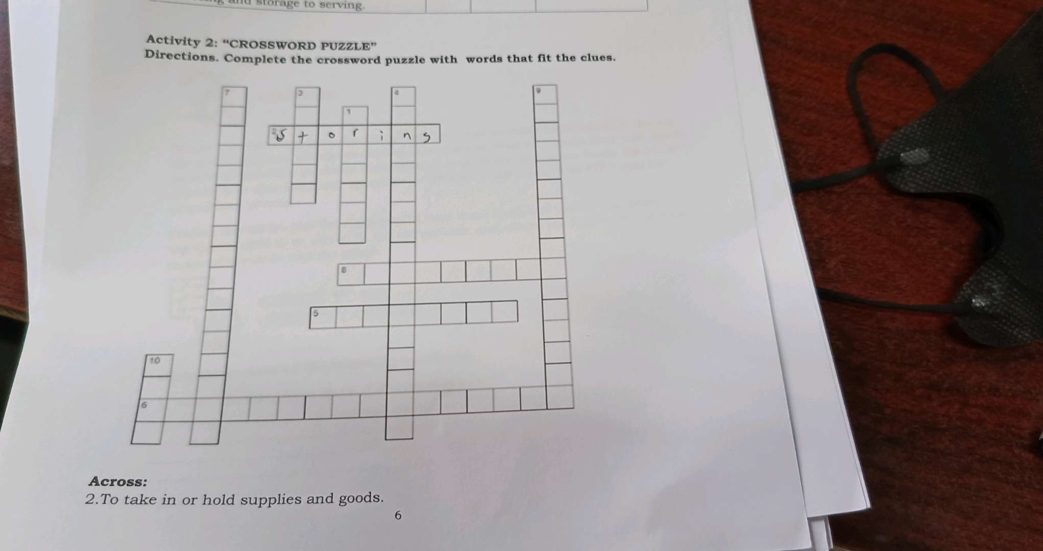 Activity 2 CROSSWORD PUZzLE Directions StudyX