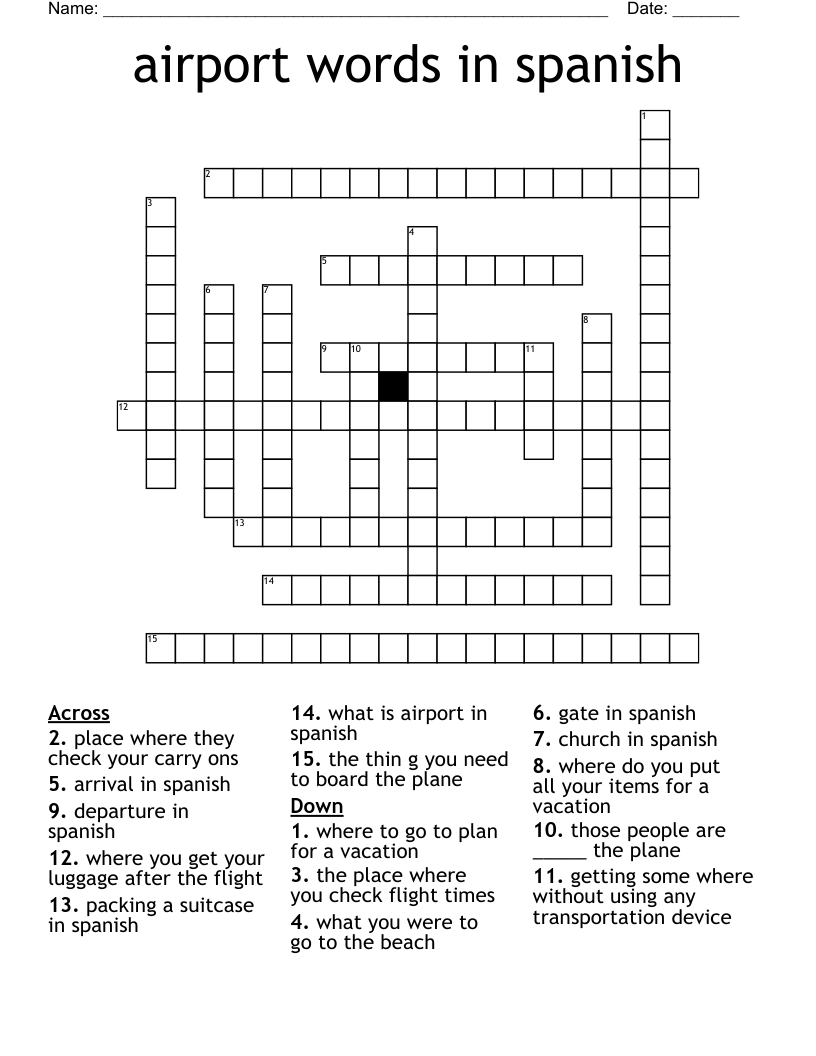 Airport Words In Spanish Crossword WordMint