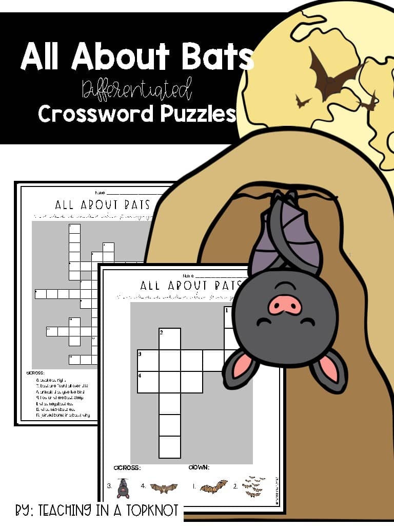 All About Bats Crossword Puzzle By Teaching In A Topknot TPT All About Bats Crossword Puzzle By Teaching In A Topknot TPT