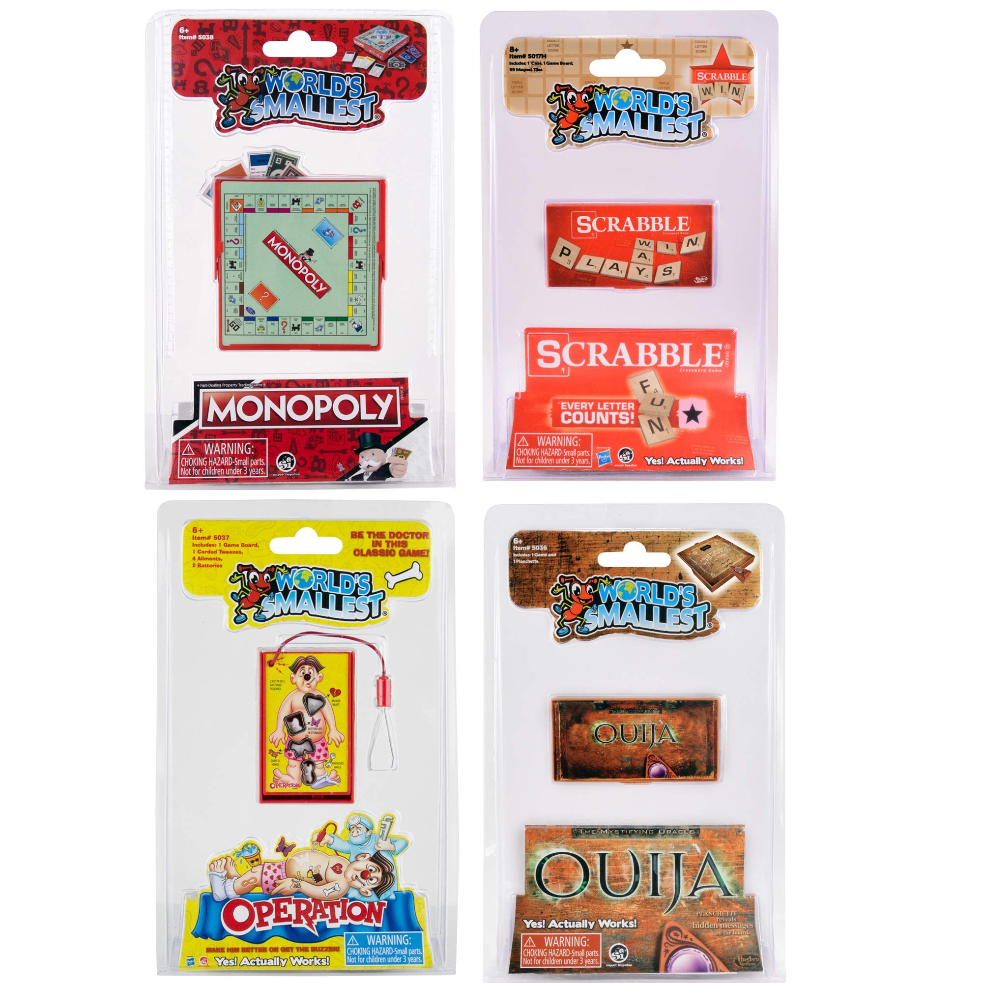 Amazon World s Smallest Mini Board Games Bundle Set Of 4 Monopoly Scrabble Operation Ouija Toys Games