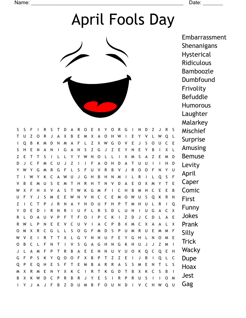 April Fool s Day Crossword WordMint