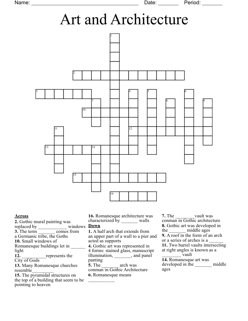 Art And Architecture Crossword WordMint