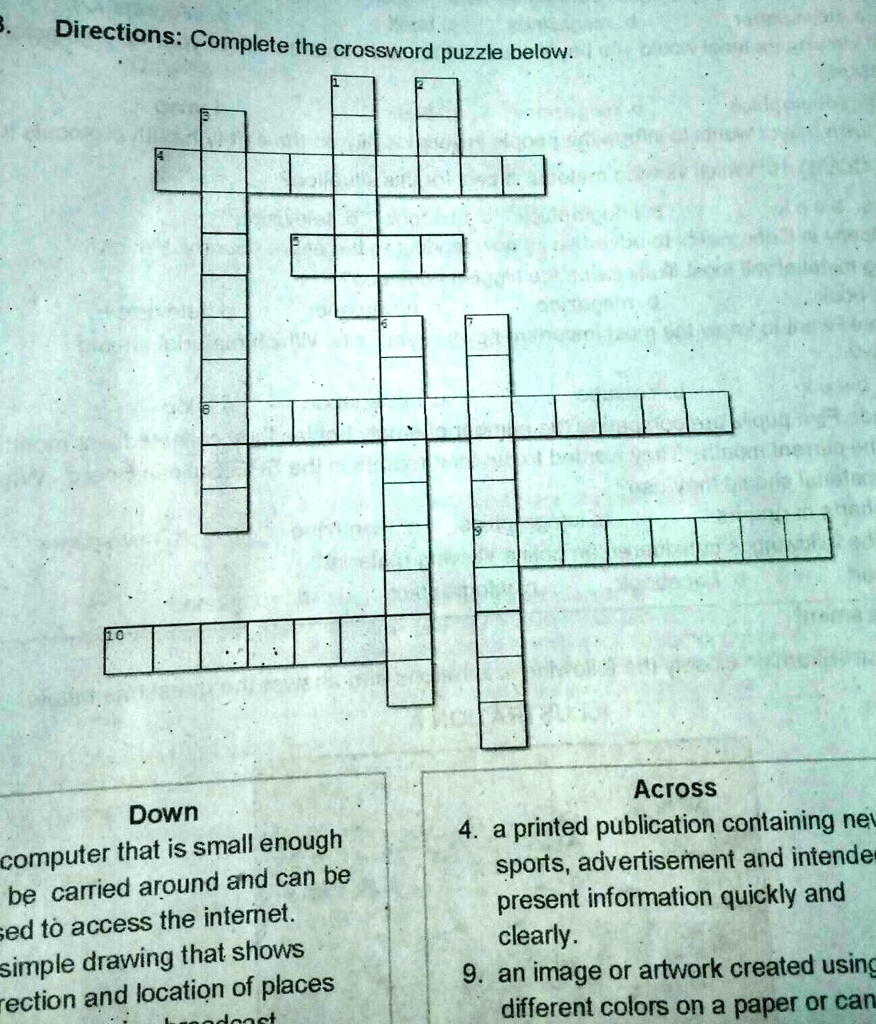 B Directionscomplete The Crossword Below Directions Complete The Crossword Puzzle Below Across Down Computer That Is