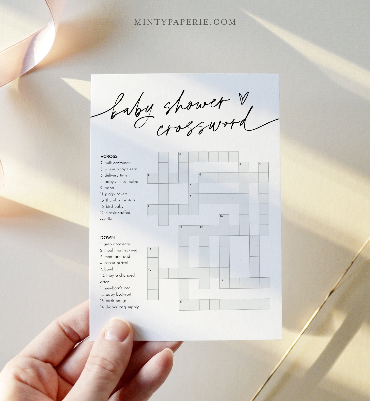 Baby Shower Crossword Game Etsy