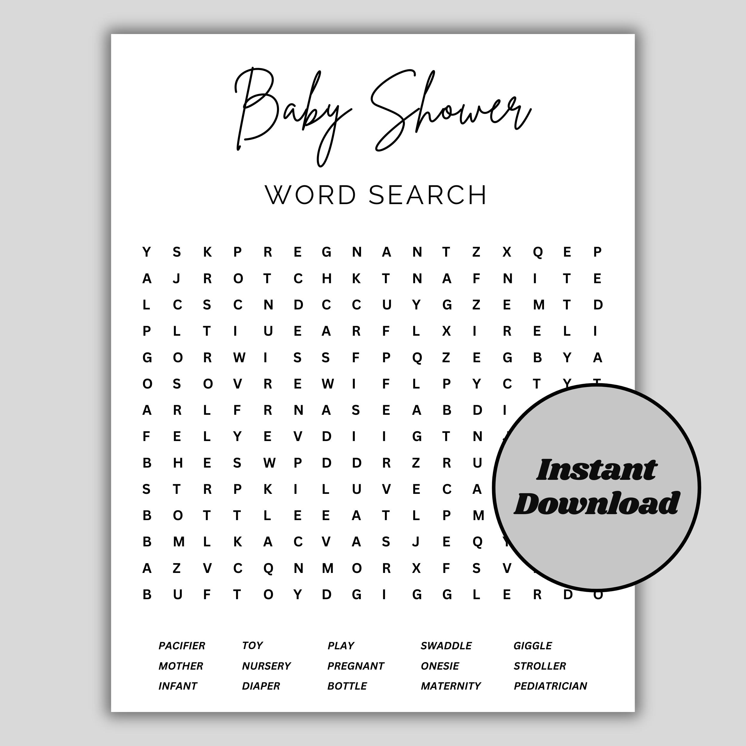 Baby Shower Word Search Printable Baby Shower Games Baby Words Game Baby Scramble Games Word Scramble Baby Shower Game Etsy