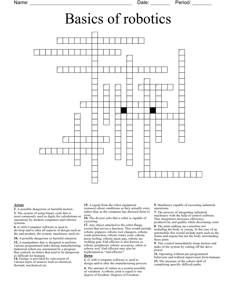 Basics Of Robotics Crossword WordMint