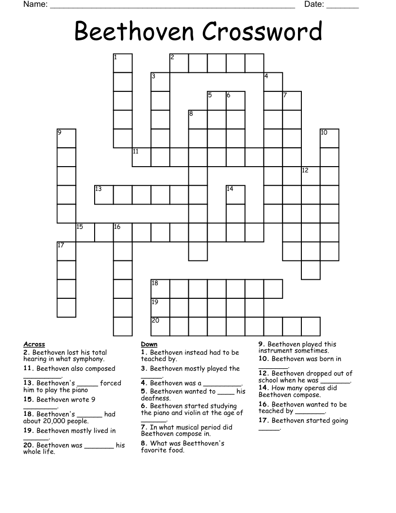 Beethoven Crossword WordMint