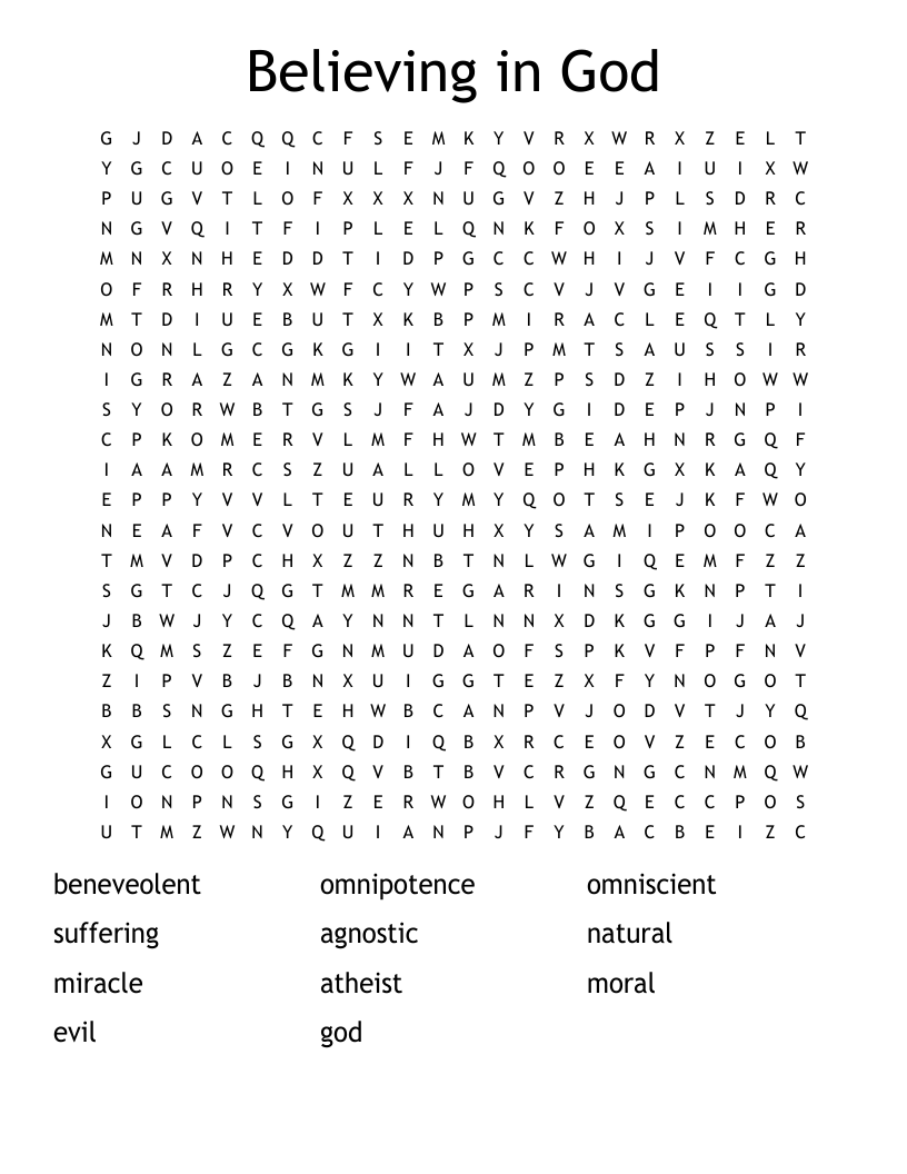 Believing In God Word Search WordMint