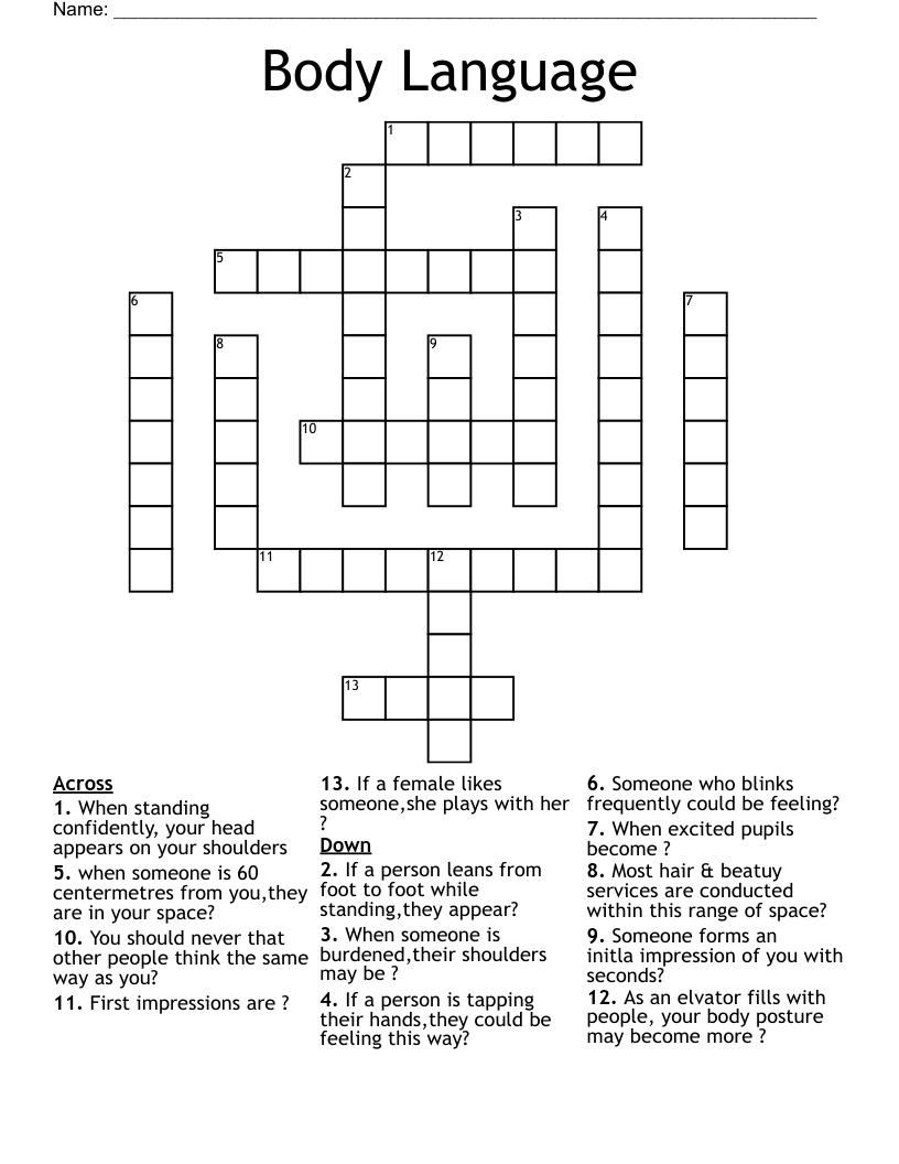 Body Language Crossword WordMint
