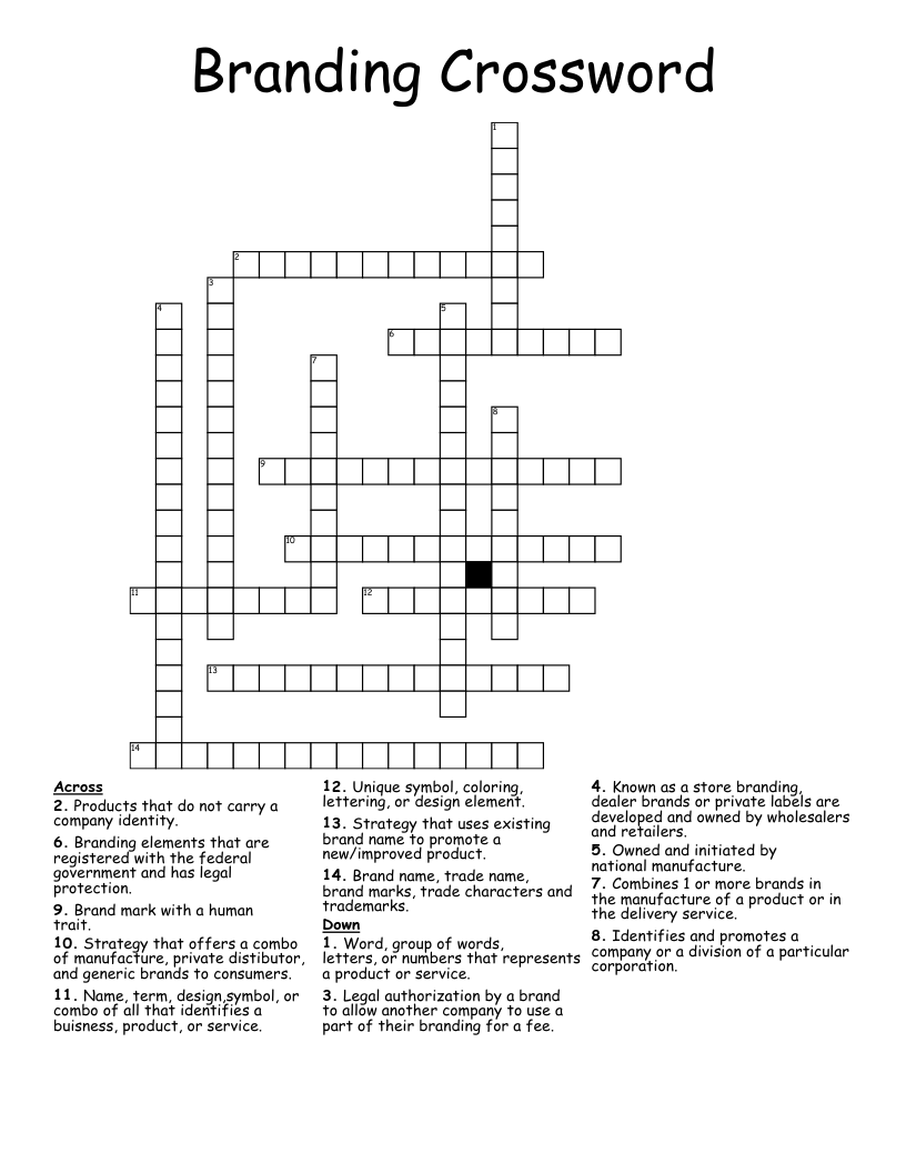 Branding Crossword WordMint