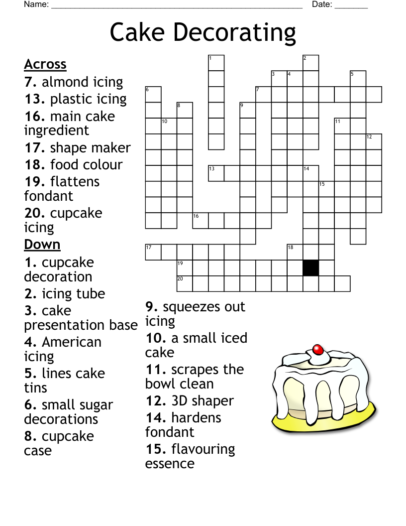 Cake Decorating Crossword WordMint