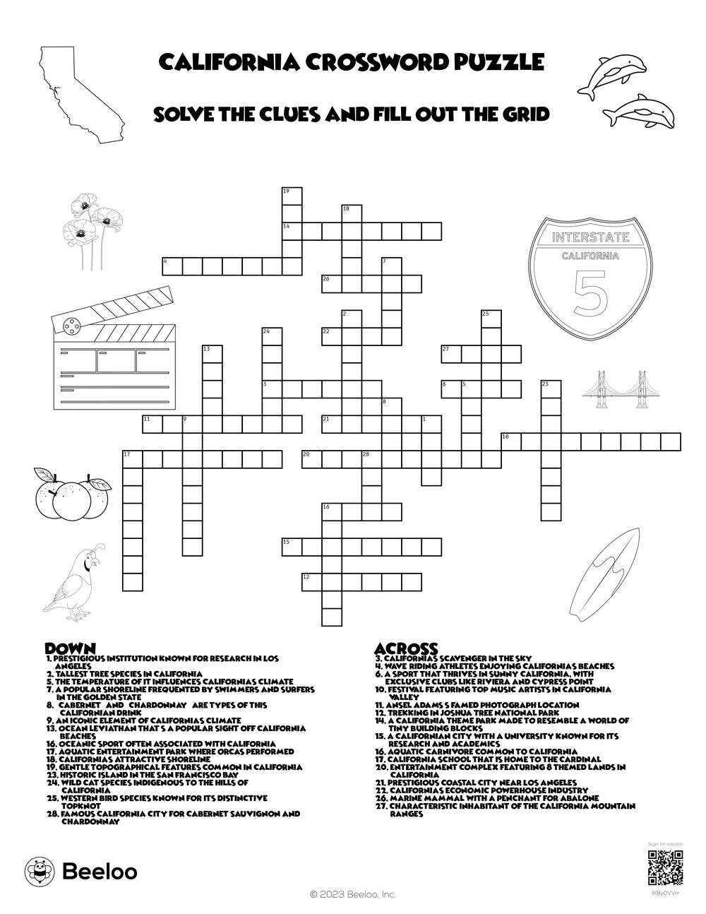 California Crossword Puzzle Beeloo Printable Crafts And Activities For Kids California Crossword Puzzle Beeloo Printable Crafts And Activities For Kids