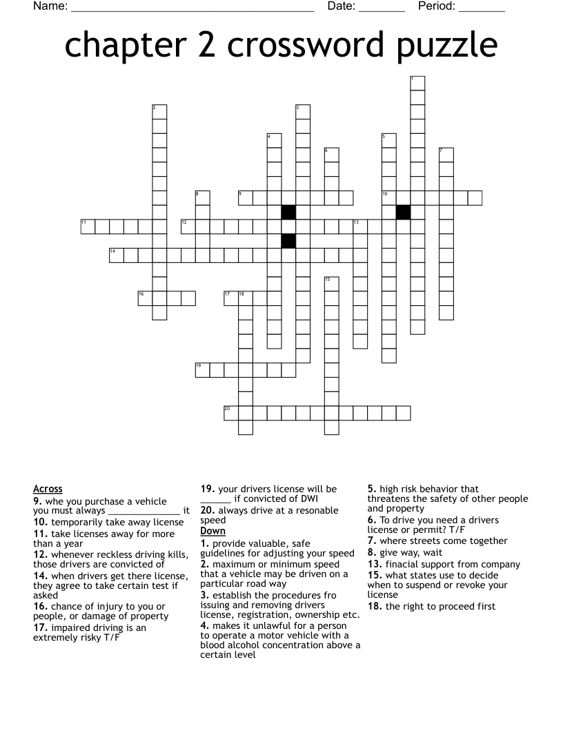 Chapter 2 Crossword Puzzle WordMint