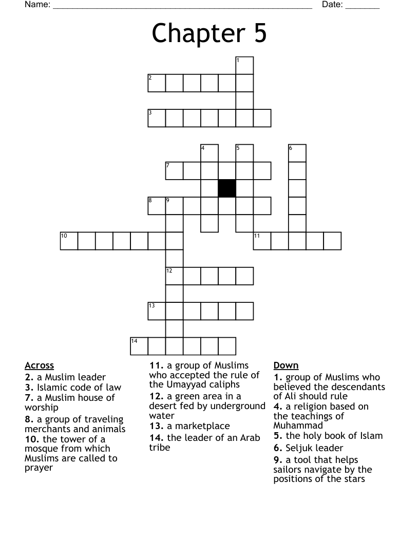 Chapter 5 Crossword WordMint