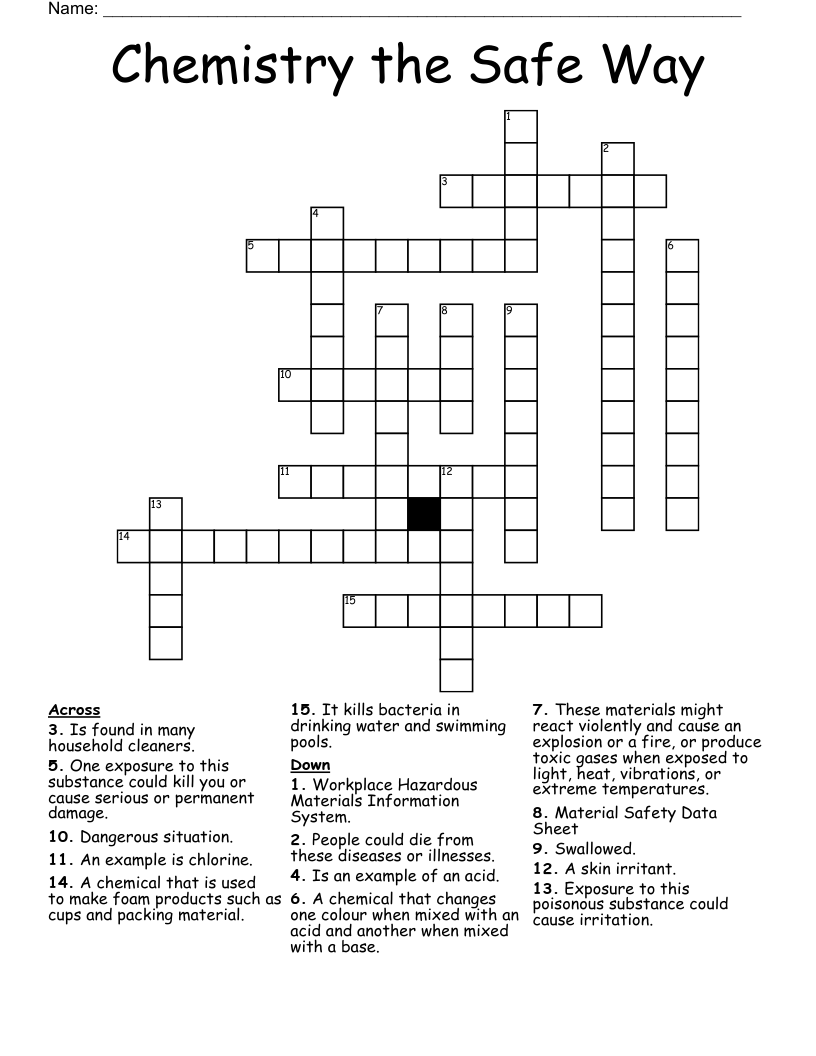 Chemistry The Safe Way Crossword WordMint