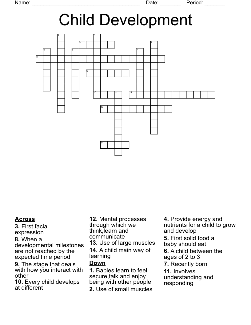 Child Development Crossword WordMint