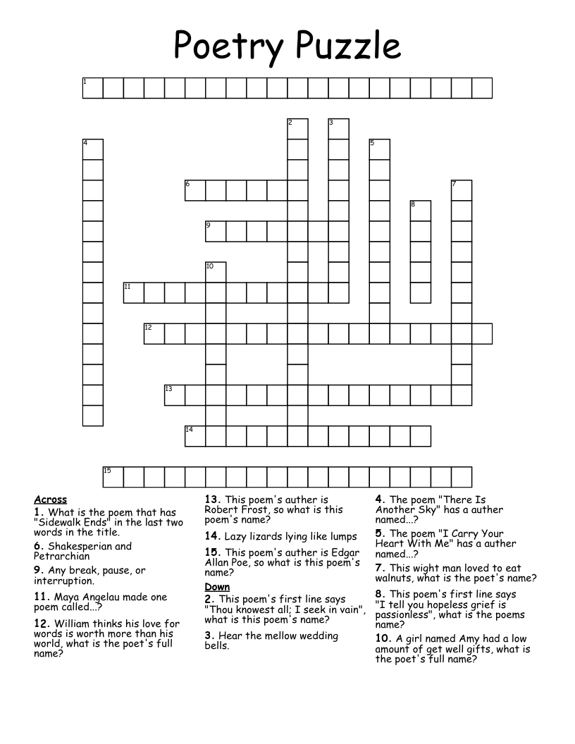 Children Tween Books Crossword WordMint