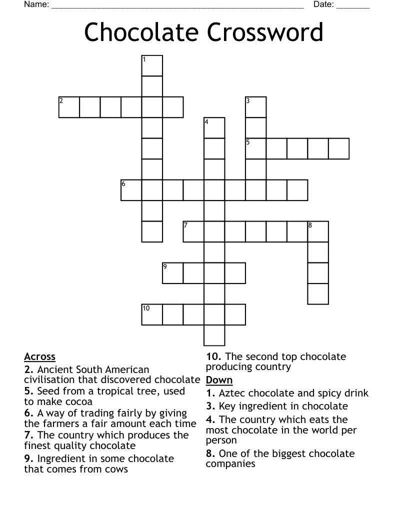 Chocolate Crossword WordMint