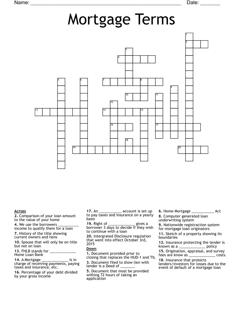 Closing Crossword WordMint