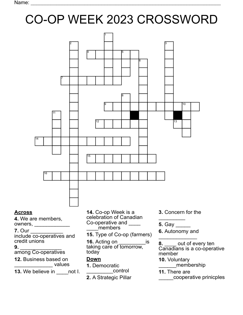 Co op Week Crossword WordMint